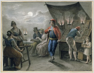 Figuren bij een kraam 